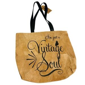 Genuine Recycled Soft Leather Suede Bible Tote Bag Brown "Vintage Soul"
